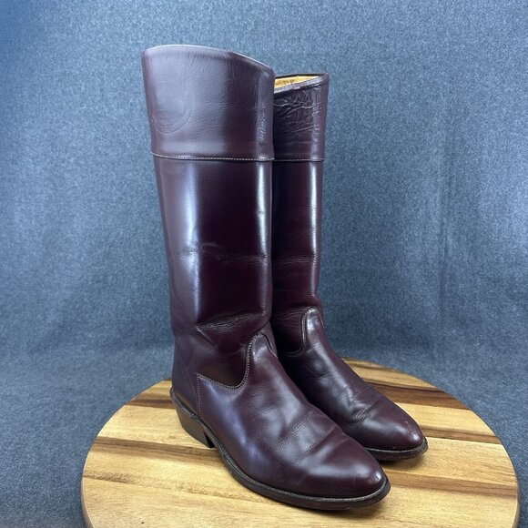 Vtg 80s Frye Campus Tall Boots Womens 8D Whiskey Brown Knee High Round Toe Z190 - Picture 2 of 14